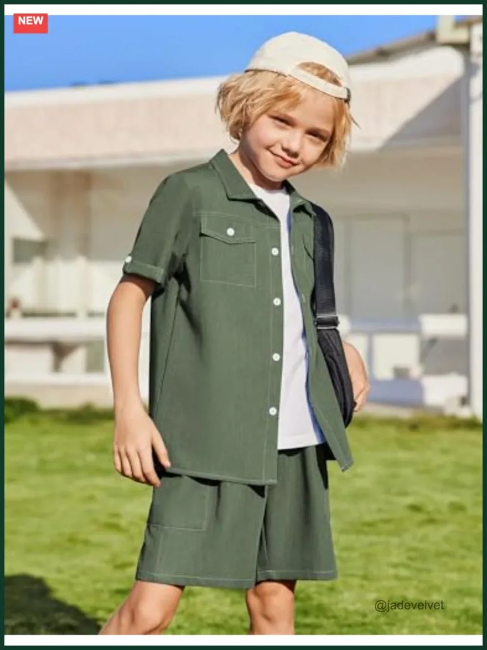 Boys' Woven Shorts Set Button Down Shirt Denim Shorts Casual Dressy